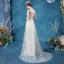 Illusion Abordable Ivoire Trompette / Sirène Robe De Mariée 2020 V-Cou En Dentelle Fleur Sans Manches Dos Nu Train De Balayage