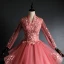 Chic / Belle Rose Bonbon Quinceañera Robe De Bal 2020 Robe Boule V-Cou Perlage Paillettes En Dentelle Fleur Manches Longues Dos Nu Longue Robe De Ceremonie