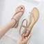 Sjarmerende Sommer Svart Casual Flate Sandaler Dame 2020 Rhinestone Peep Toe Sandaler