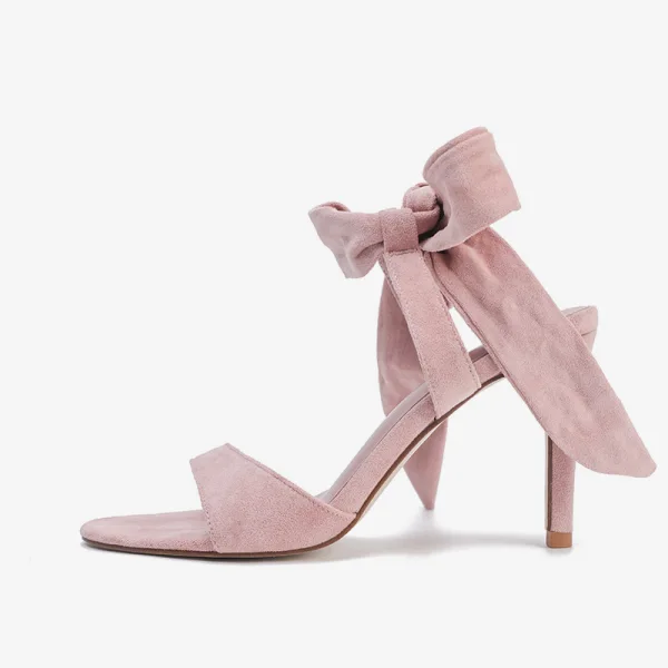 Enkla Röd Casual Mocka Rosett Sandaler Dam 2020 8 cm Stilettklackar Peep Toe Sandaler