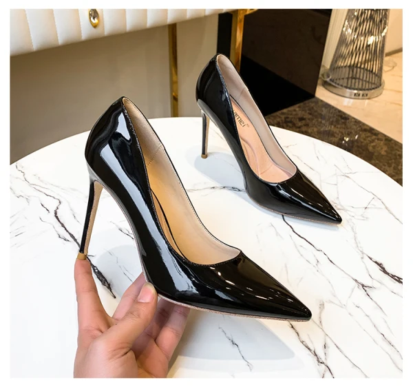Snygga / Fina Burgundy Kontors OL Pumps 2020 Lackläder 10 cm Stilettklackar Spetsiga Pumps