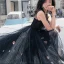 Chic / Belle Noire Robe De Soirée 2018 Princesse Dessin animé Encolure Dégagée Sans Manches Longue Robe De Ceremonie