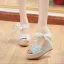 Schöne Schwarz Freizeit Sandalen Damen 2020 Pailletten Schleife 10 cm Keilabsatz Plateau Peeptoes Sandaletten