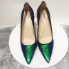 Sparkly Dark Green Multi-Colors Cocktail Party Pumps 2020 Sequins 12 cm Stiletto Heels Pointed Toe Pumps