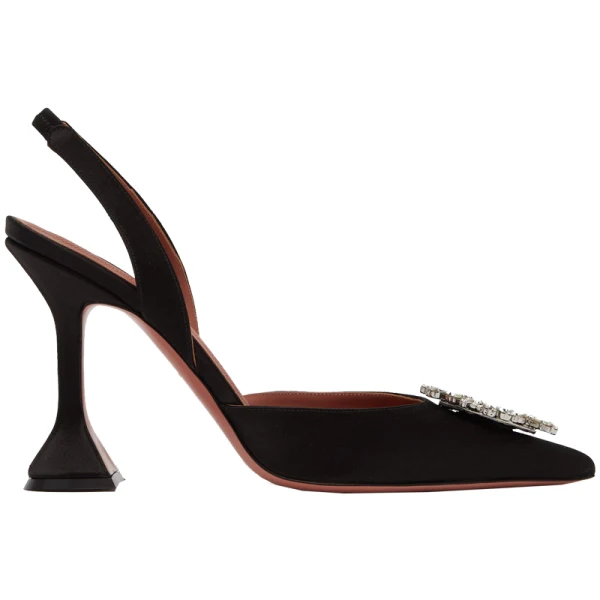 Charmant Ivoire Faux Diamant Slingbacks Chaussure De Mariée 2020 Cuir 8 cm Talons Aiguilles À Bout Pointu Mariage Sandales