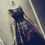 Vintage / Retro Black Prom Dresses 2018 A-Line / Princess Beading Lace Flower Printing Scoop Neck Backless Sleeveless Floor-Length / Long Formal Dresses