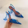 Transparent Fuchsia Casual Womens Sandals 2020 Rhinestone 8 cm Stiletto Heels Pointed Toe Pumps