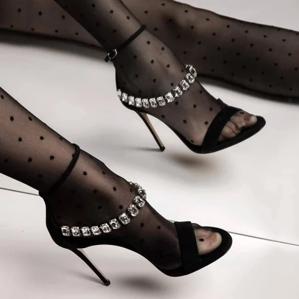 Sexy Rouge Cocktail Sandales Femme 2020 Faux Diamant Bride Cheville 10 cm Talons Aiguilles Peep Toes / Bout Ouvert Sandales