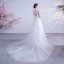 Élégant Ivoire Robe De Mariée 2020 Princesse Encolure Dégagée En Dentelle Fleur Sans Manches Tribunal Train