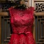 Chic / Beautiful Red Formal Dresses Evening Dresses  2017 Lace Flower Scoop Neck Sleeveless Ankle Length A-Line / Princess