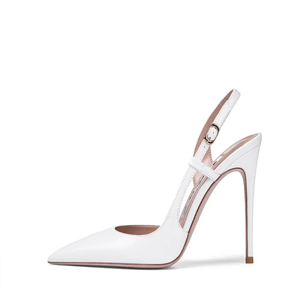 Chic / Beautiful Ivory Street Wear Slingbacks Womens Sandals 2020 10 cm Stiletto Heels Pointed Toe Sandals