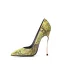 Fashion Gold Cocktail Party Snakeskin Print Pumps 2020 12 cm Stiletto Heels Pointed Toe Pumps