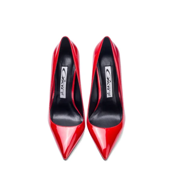 Schöne Rot Büro OL Lackleder Pumps 2020 12 cm Stilettos Spitzschuh Pumps