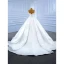 Luxus / Herrlich Hohes Niedriges Ivory / Creme Perle Satin Brautkleider / Hochzeitskleider 2021 Ballkleid Bandeau Rückenfreies Königliche Schleppe Hochzeit