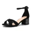 Chic / Belle Noire Vêtement de rue Daim Sandales Femme 2020 Bride Cheville 5 cm Talons Épais Peep Toes / Bout Ouvert Sandales