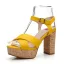 Fashion Yellow Street Wear Womens Sandals 2020 Ankle Strap 10 cm Thick Heels Open / Peep Toe Sandals