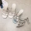 Charmant Bleu Ciel Désinvolte Perle Sandales Femme 2020 9 cm Talons Épais Peep Toes / Bout Ouvert Sandales