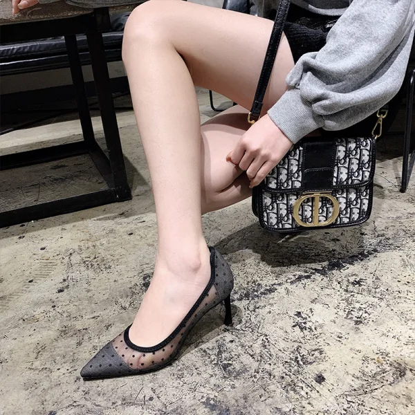 Chic / Belle Noire Dansant Tachetée Escarpins 2020 7 cm Talons Aiguilles À Bout Pointu Escarpins
