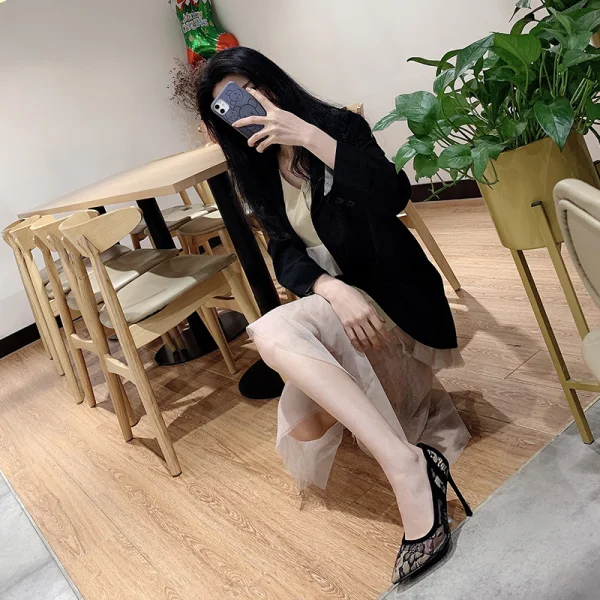 Charming Black Evening Party Lace Pumps 2020 10 cm Stiletto Heels Pointed Toe Pumps