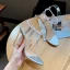 Sexy Black Street Wear Womens Sandals 2020 Ankle Strap 9 cm Thick Heels Open / Peep Toe Sandals