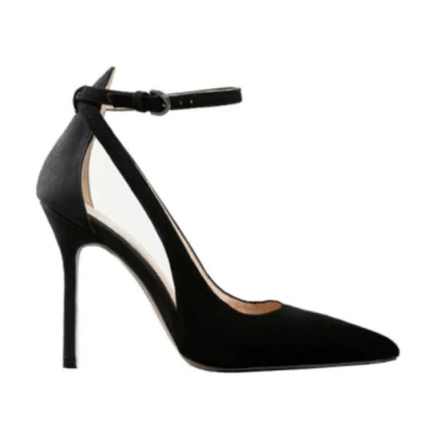 Chic / Beautiful Black Cocktail Party Womens Sandals 2020 Suede Ankle Strap 10 cm Stiletto Heels Pointed Toe Sandals