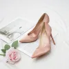 Modest / Simple Red Office OL Satin Pumps 2020 10 cm Stiletto Heels Pointed Toe Pumps