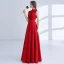 Chinese style Red Evening Dresses  2018 A-Line / Princess Appliques Lace Beading Crystal High Neck Backless Sleeveless Floor-Length / Long Formal Dresses