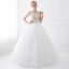 Chic / Beautiful White Wedding Dresses 2018 Ball Gown Beading Lace Flower Scoop Neck Sleeveless Floor-Length / Long