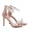 Sexy Black Cocktail Party Evening Party Womens Sandals 2021 Pearl Rhinestone Ankle Strap 10 cm Stiletto Heels Open / Peep Toe Sandals High Heels