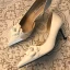 Elegante Ivoor Bloem Bruidsschoenen 2020 Leer Satijn 7 cm Naaldhakken / Stiletto Spitse Neus Huwelijk Hakken