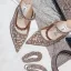 Charmant Champagne Cocktail Sandales Femme 2020 Cuir Perle Faux Diamant 8 cm Talons Aiguilles À Bout Pointu Sandales