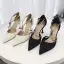 Fashion Black Street Wear Womens Sandals 2020 Rhinestone X-Strap 8 cm Stiletto Heels Pointed Toe Sandals