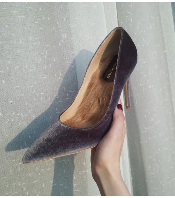 Fine Rød Lær Gateklær Pumps 2020 Suede 10 cm Stiletthæler Spisse Pumps