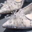 Charming Grey Crystal Wedding Shoes 2020 Lace 8 cm Stiletto Heels Pointed Toe Wedding Pumps
