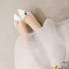 Fashion White Wedding Shoes 2020 Leather Rhinestone 8 cm Stiletto Heels Pointed Toe Wedding Pumps