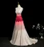 Fashion Multi-Colors Pearl Prom Dresses 2025 A-Line / Princess Spaghetti Straps Sleeveless Backless Sweep Train Formal Dresses