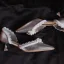 Elegant Grey Dating Pearl Womens Sandals 2020 Leather Lace Flower 4 cm Stiletto Heels Low Heel Pointed Toe Sandals