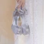 Sparkly Silver Rhinestone Wedding Shoes 2020 Ankle Strap 9 cm Stiletto Heels Open / Peep Toe Wedding Sandals