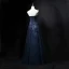 Chic / Beautiful Navy Blue Evening Dresses  2018 A-Line / Princess Crystal Strapless Sleeveless Backless Floor-Length / Long Formal Dresses