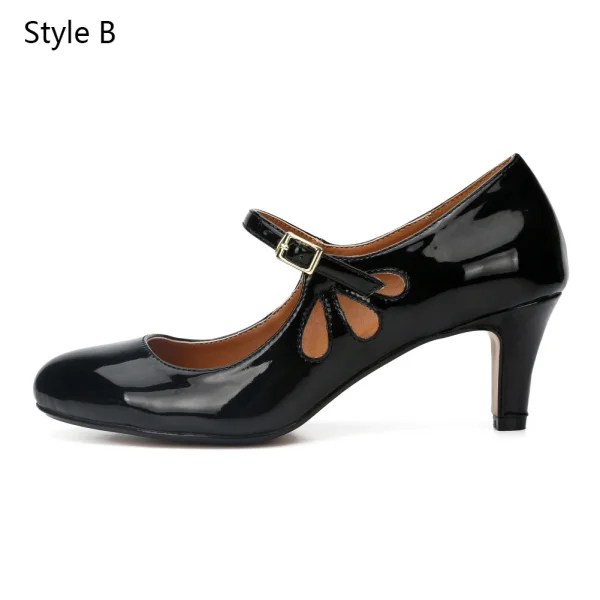 Schlicht Schwarz Freizeit Sandalen Damen 2020 Lackleder 6 cm Stilettos Runde Zeh Sandaletten