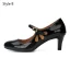 Schlicht Schwarz Freizeit Sandalen Damen 2020 Lackleder 6 cm Stilettos Runde Zeh Sandaletten