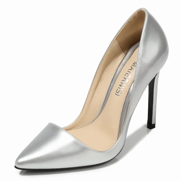 Mooie / Prachtige Zilveren Kantoor OL Pumps 2020 Lakleer 11 cm Naaldhakken / Stiletto Spitse Neus Pumps