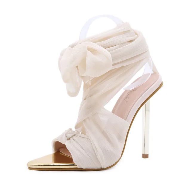 Sexy Bleu Ciel Club de carnaval Sandales Femme 2021 12 cm Talons Aiguilles Peep Toes / Bout Ouvert Sandales Talons Hauts