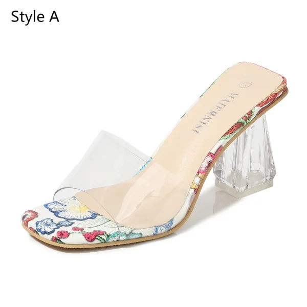 Transparent Casual Sandaler Dame 2020 8 cm Tykk Hæler Peep Toe Sandaler