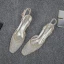 Élégant Champagne Cocktail En Dentelle Sandales Femme 2020 Slingbacks 4 cm Talons Aiguilles Talon Bas À Bout Pointu Sandales