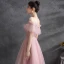 Chic / Beautiful Blushing Pink Prom Dresses 2021 A-Line / Princess Off-The-Shoulder Beading Rhinestone Short Sleeve Backless Floor-Length / Long Evening Party Formal Dresses