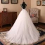 Chic / Belle Ivoire Robe De Mariée 2018 Robe Boule Appliques Perle Paillettes En Dentelle Organza V-Cou Sans Manches Dos Nu Train De Balayage Mariage