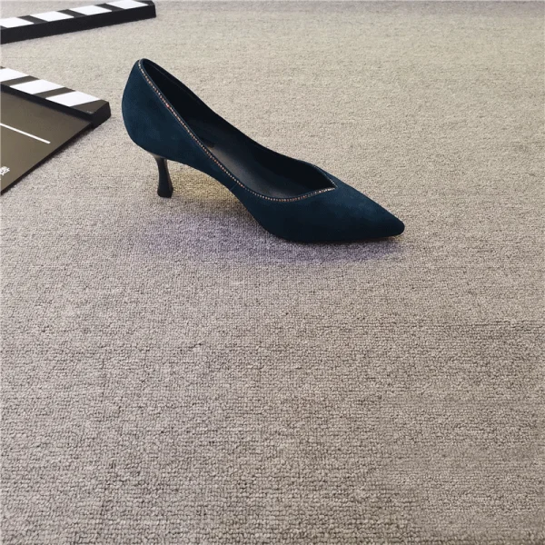Vintage / Retro Black Prom Pumps 2020 Suede Rhinestone 7 cm Stiletto Heels Pointed Toe Pumps
