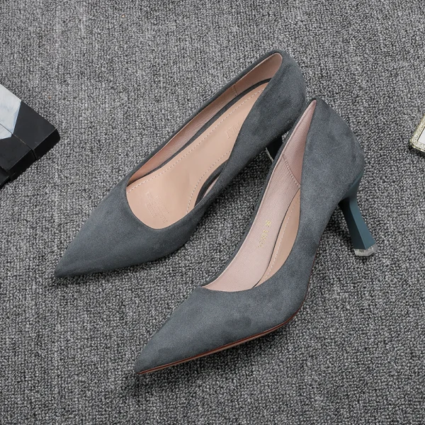 Chic / Belle Noire Bureau OL Daim Escarpins 2020 6 cm Talons Aiguilles À Bout Pointu Escarpins