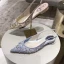 Charmant Sommer Himmelblau Cocktail Damenschuhe 2020 Strass Pailletten Spitzschuh Flache Sandaletten